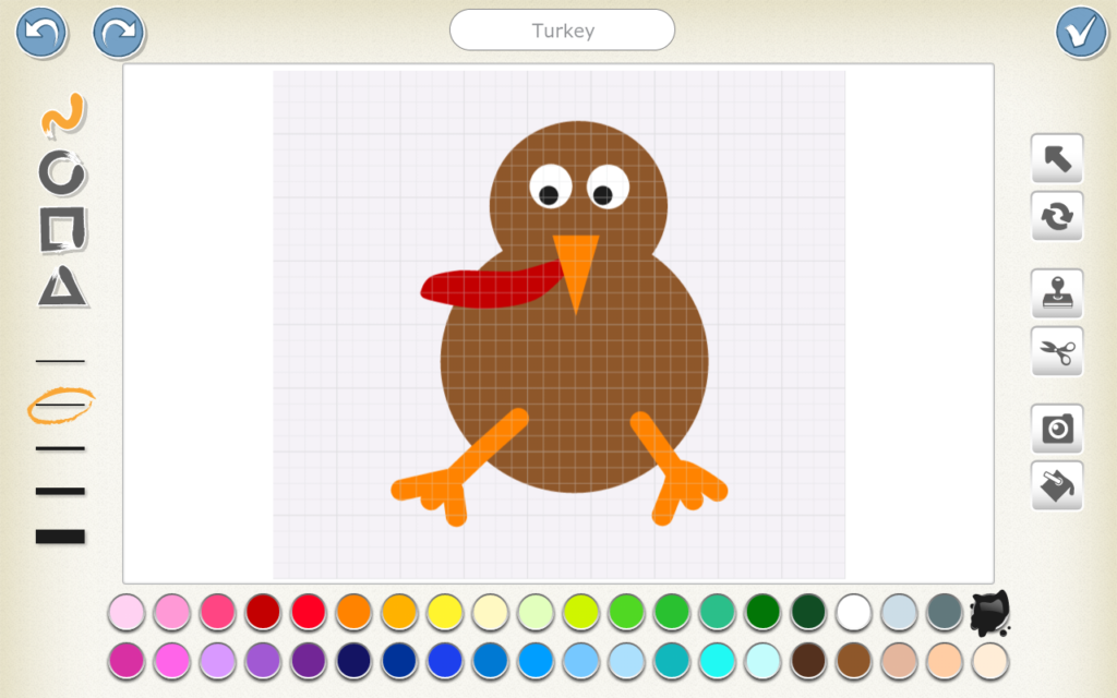 ScratchJr Thanksgiving turkey character.
